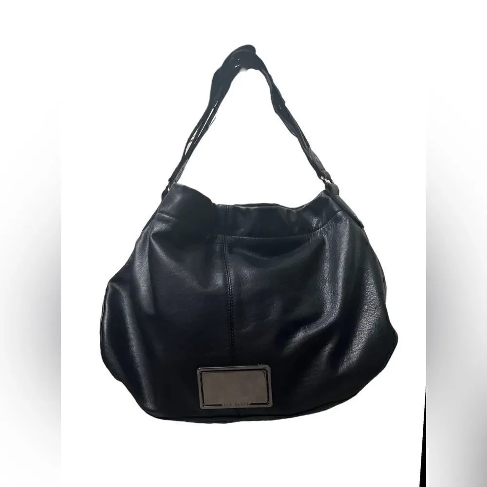NWOT Lg Ted Baker Blk Leather Hobo w/Braided Interlaced Shoulder Strap w/5